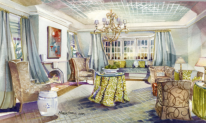 residential services-interior design watercolor illustration